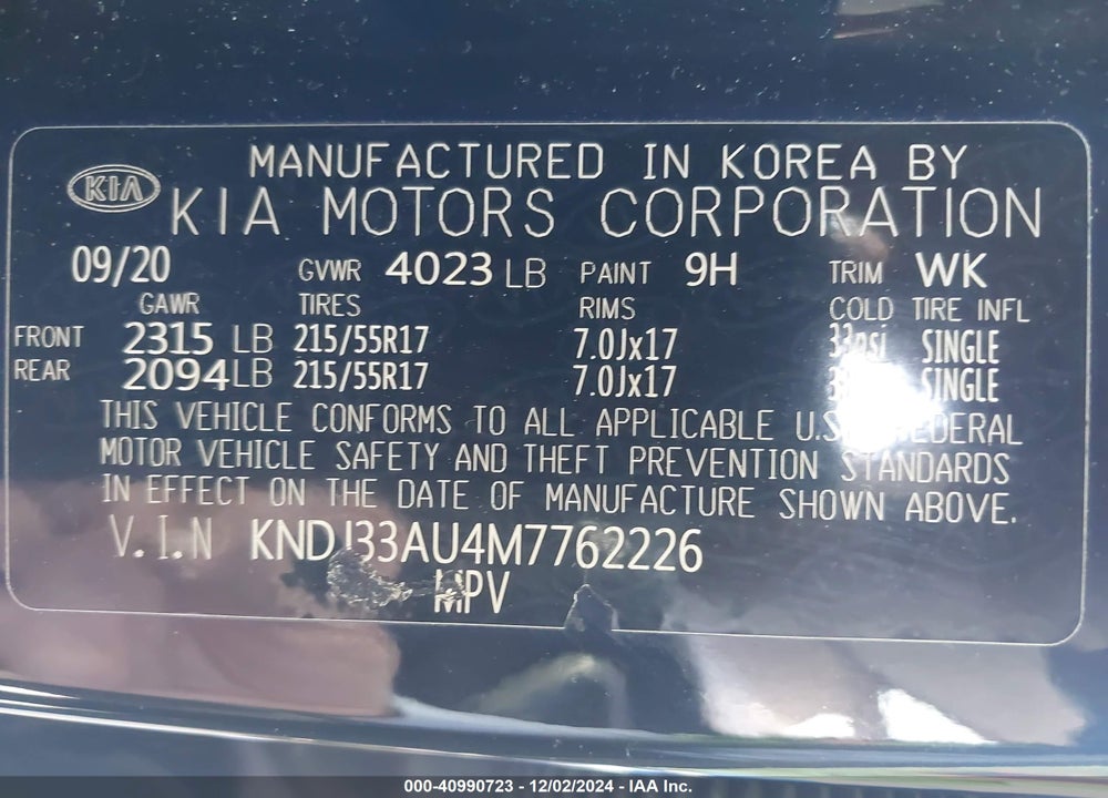 2021 KIA SOUL VIN: KNDJ33AU4M7762226