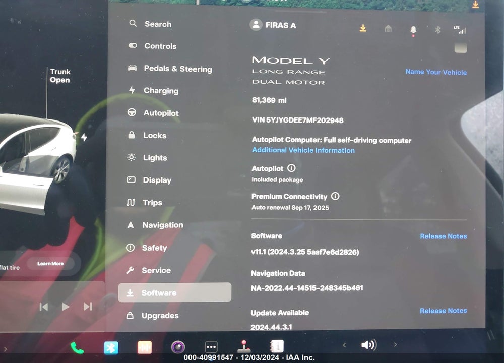 2021 TESLA MODEL Y LONG RANGE DUAL MOTOR ALL-WHEEL DRIVE VIN: 5YJYGDEE7MF202948