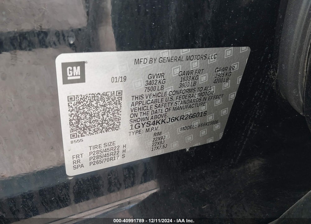 2019 CADILLAC ESCALADE ESV PLATINUM VIN: 1GYS4KKJ6KR266016