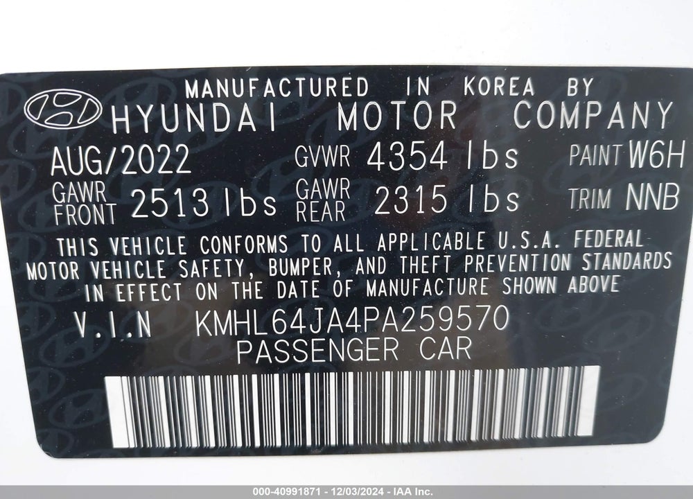 2023 HYUNDAI SONATA SEL VIN: KMHL64JA4PA259570
