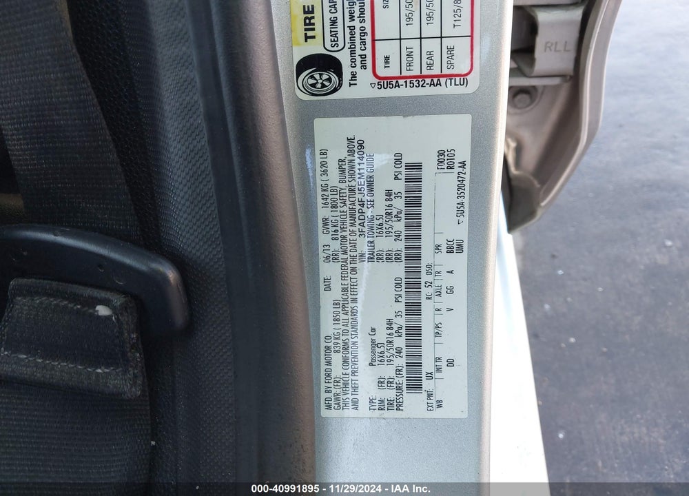 2014 FORD FIESTA TITANIUM VIN: 3FADP4FJ5EM114090