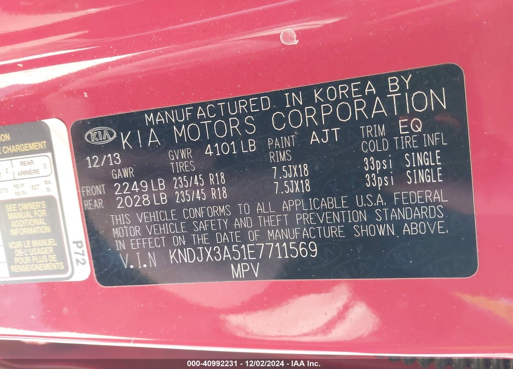 2014 KIA SOUL VIN: KNDJX3A51E7711569