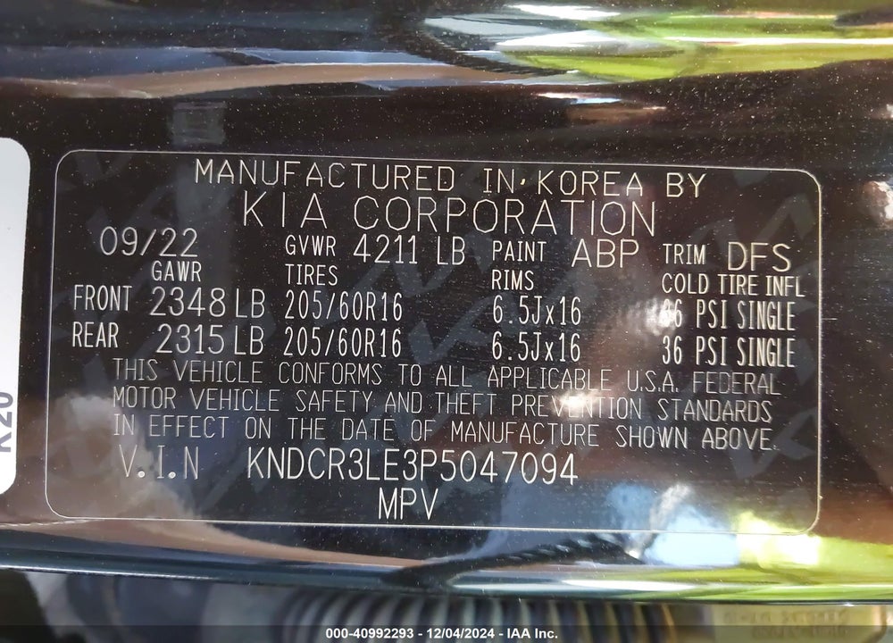 2023 KIA NIRO EX VIN: KNDCR3LE3P5047094