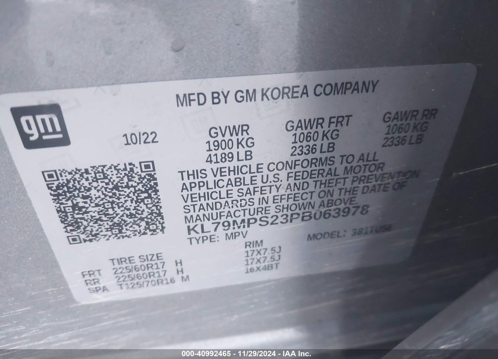 2023 CHEVROLET TRAILBLAZER FWD LT VIN: KL79MPS23PB063978