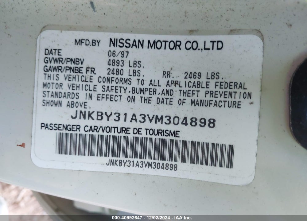 1997 INFINITI Q45 TOURING VIN: JNKBY31A3VM304898