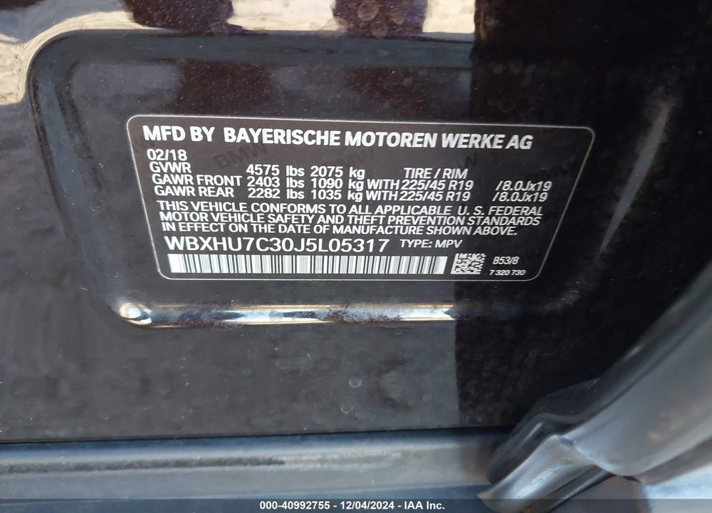2018 BMW X1 SDRIVE28I VIN: WBXHU7C30J5L05317