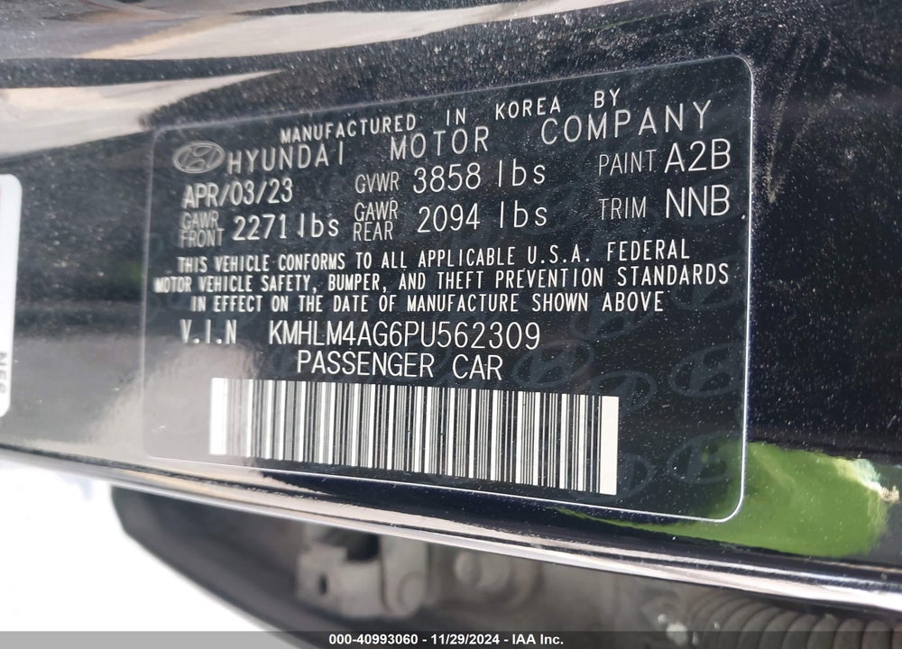 2023 HYUNDAI ELANTRA VIN: KMHLM4AG6PU562309