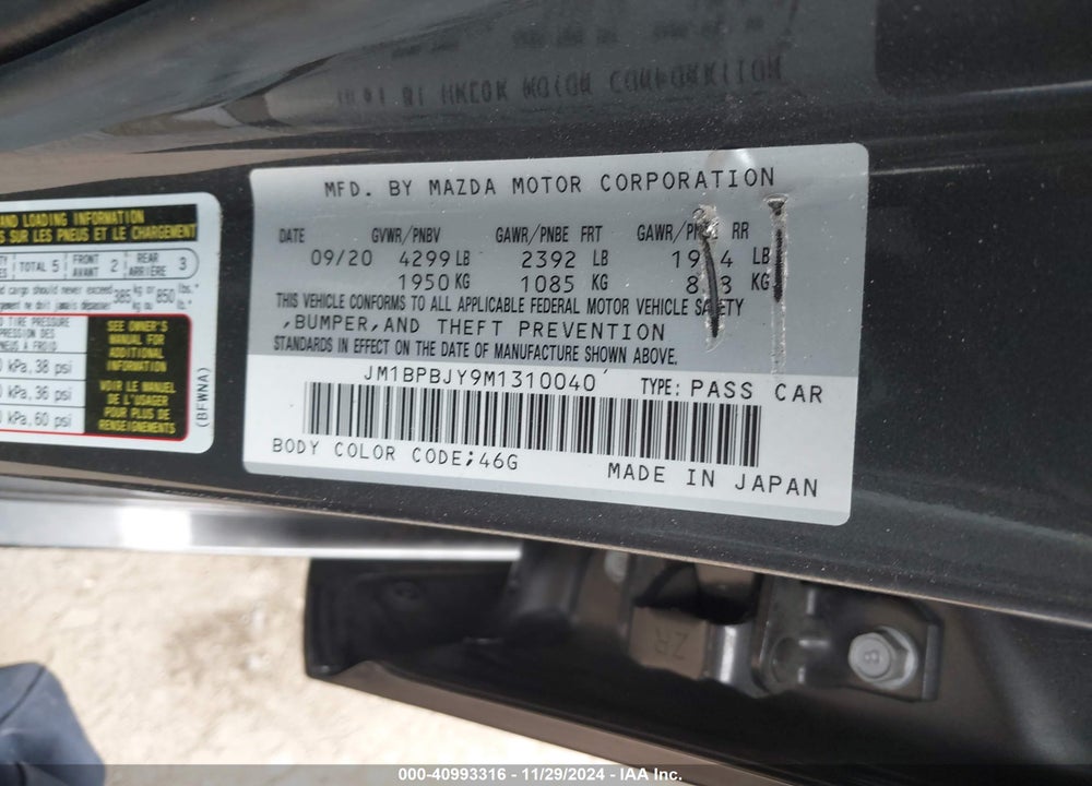 2021 MAZDA 3 2.5 TURBO VIN: JM1BPBJY9M1310040