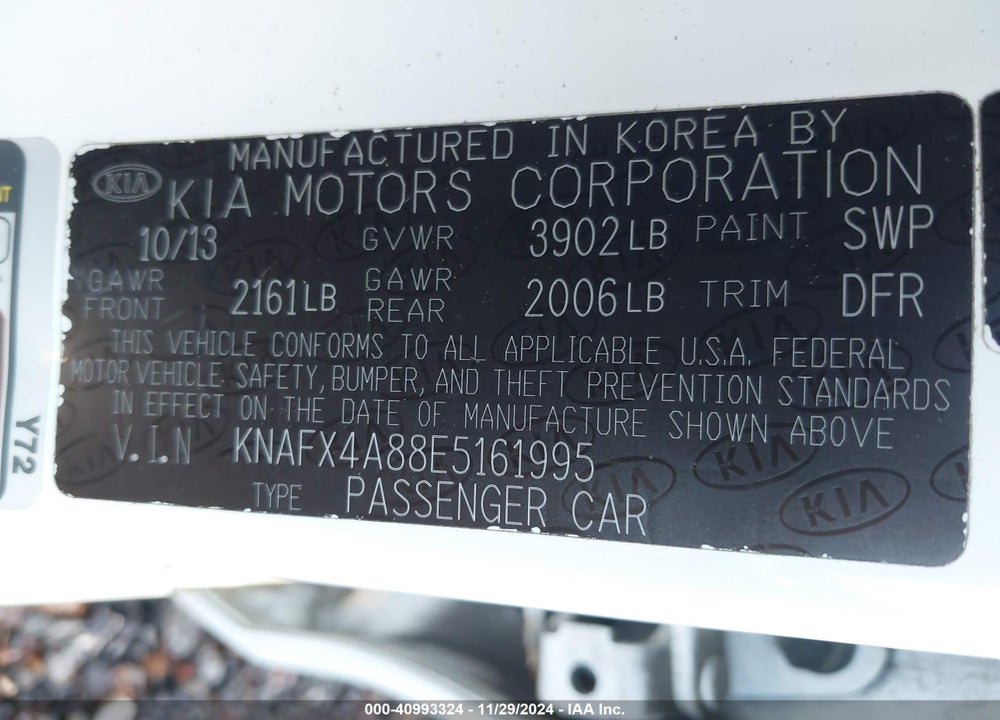 2014 KIA FORTE EX VIN: KNAFX4A88E5161995