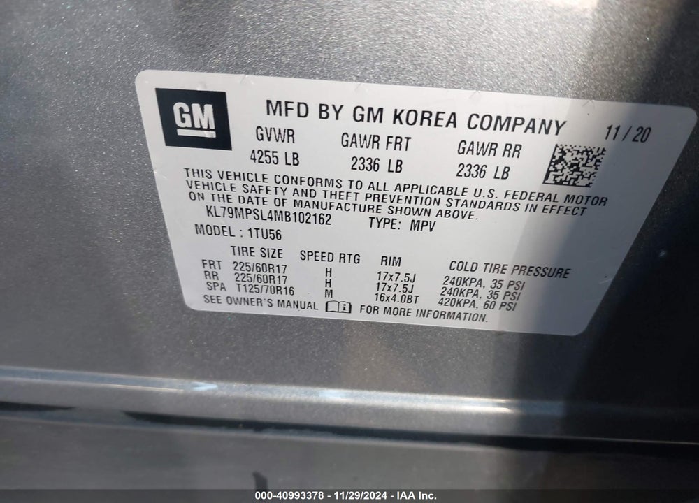 2021 CHEVROLET TRAILBLAZER FWD LT VIN: KL79MPSL4MB102162