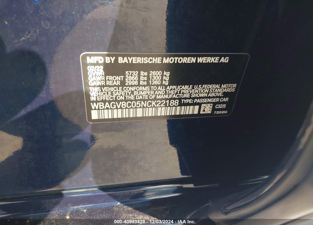 2022 BMW M850I GTAN COUPE VIN: WBAGV8C05NCK22188