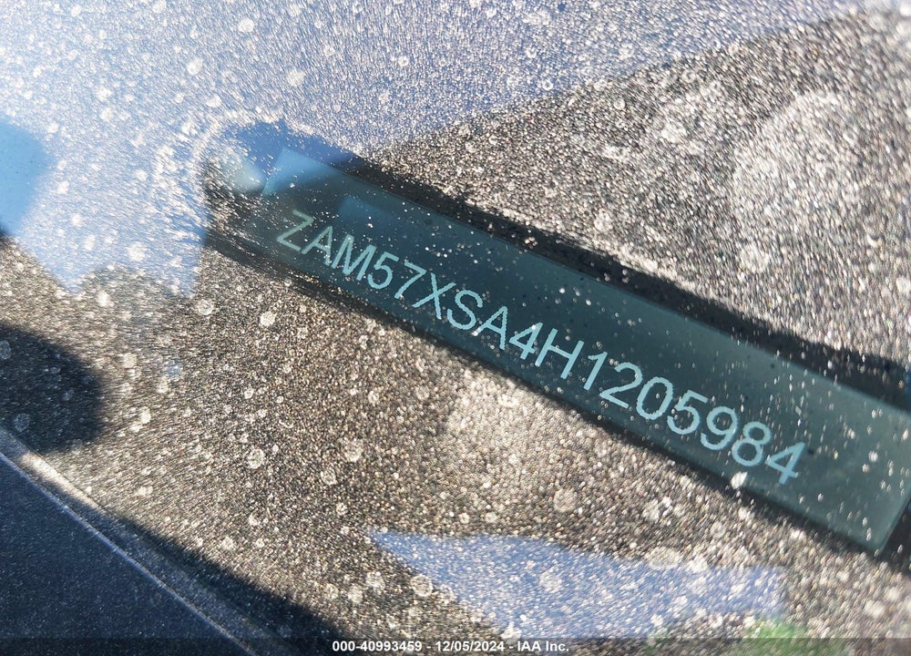 2017 MASERATI GHIBLI VIN: ZAM57XSA4H1205984