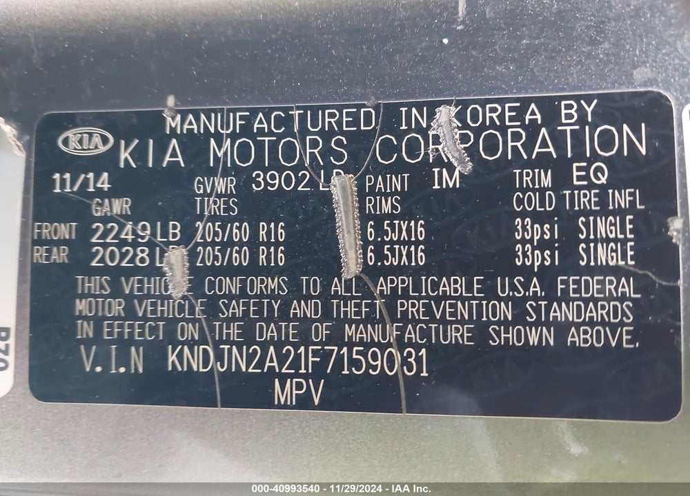 2015 KIA SOUL VIN: KNDJN2A21F7159031
