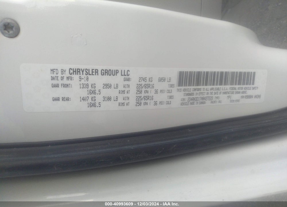 2010 DODGE GRAND CARAVAN HERO VIN: 2D4RN3D17AR427229