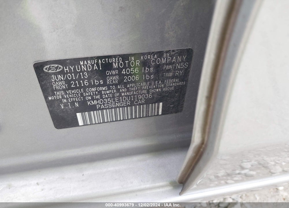 2013 HYUNDAI ELANTRA GT VIN: KMHD35LE1DU119036