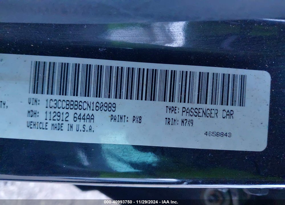 2012 CHRYSLER 200 VIN: 1C3CCBBB6CN160989