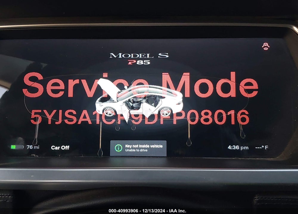 2013 TESLA MODEL S PERFORMANCE VIN: 5YJSA1CP9DFP08016