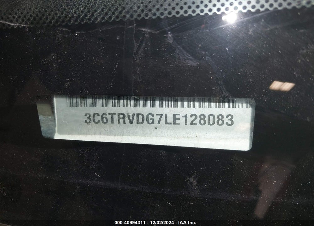 2020 RAM PROMASTER 2500 HIGH ROOF 159 WB VIN: 3C6TRVDG7LE128083