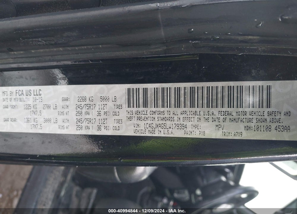 2020 JEEP WRANGLER SPORT S 4X4 VIN: 1C4GJXAG5LW179394