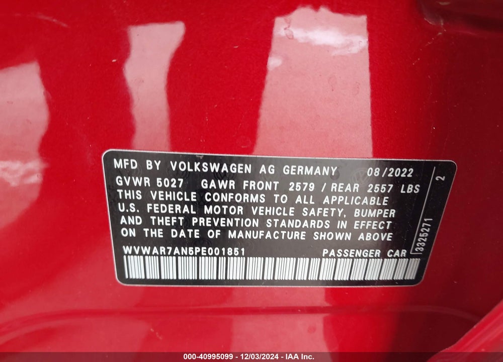 2023 VOLKSWAGEN ARTEON VIN: WVWAR7AN5PE001851