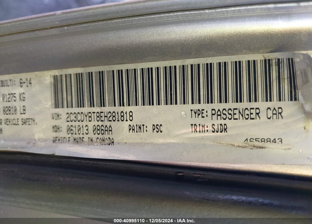 2014 DODGE CHALLENGER VIN: 2C3CDYBT8EH281818