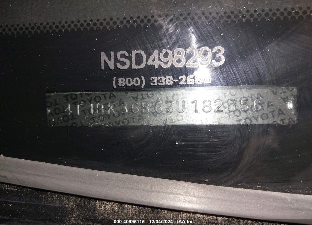 2007 TOYOTA AVALON XL VIN: 4T1BK36B67U182556