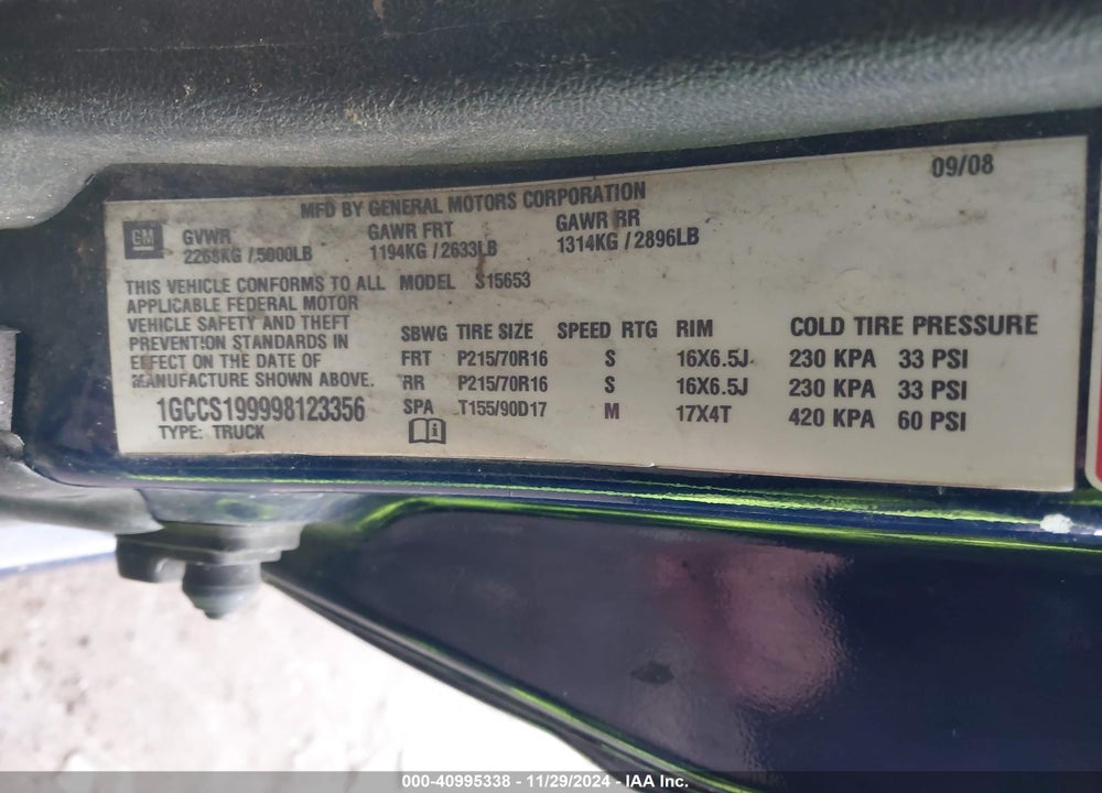 2009 CHEVROLET COLORADO LT VIN: 1GCCS199998123356