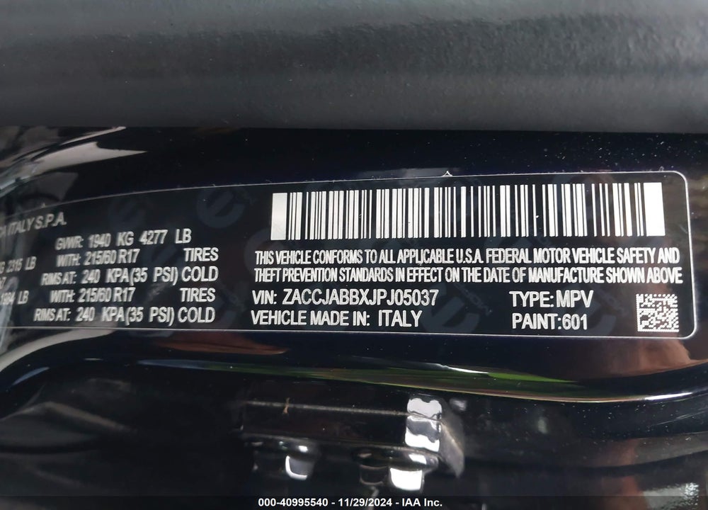 2018 JEEP RENEGADE LATITUDE FWD VIN: ZACCJABBXJPJ05037