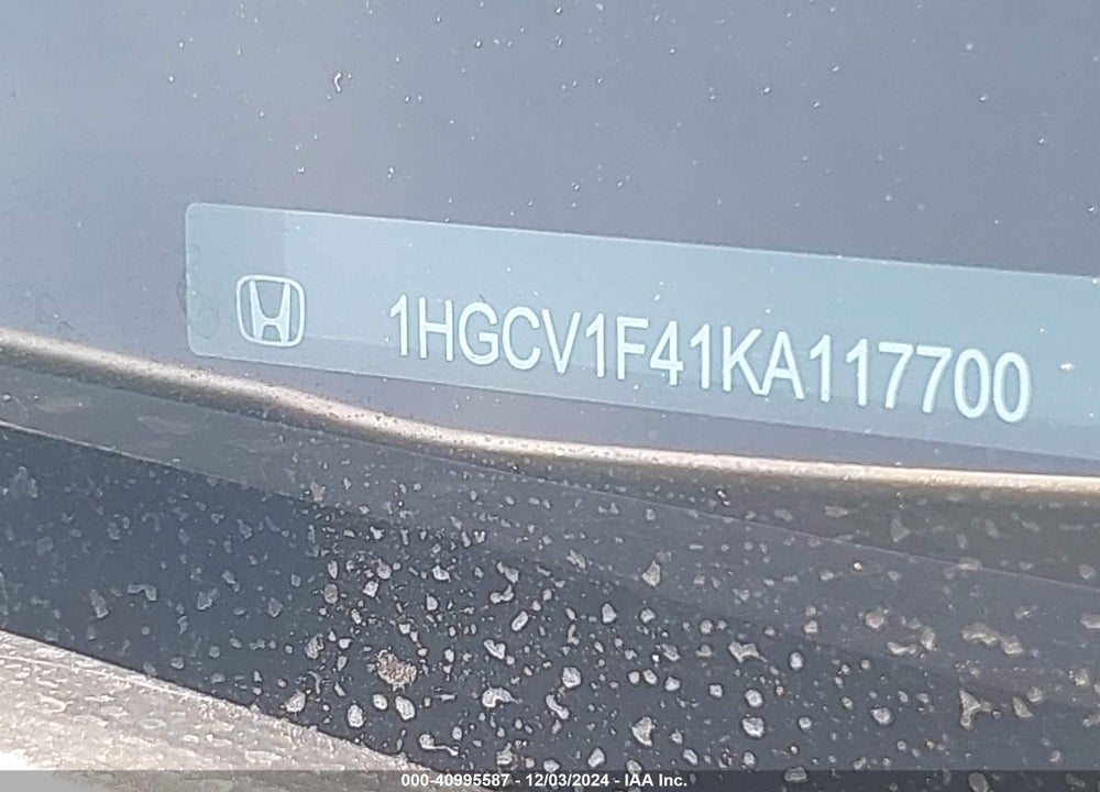 2019 HONDA ACCORD EX VIN: 1HGCV1F41KA117700