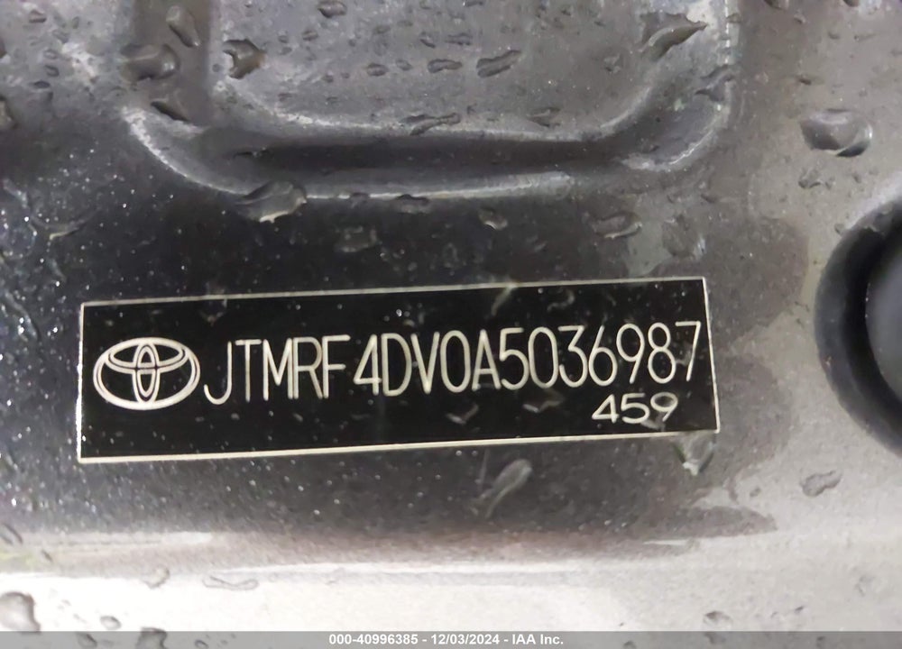 2010 TOYOTA RAV4 SPORT VIN: JTMRF4DV0A5036987
