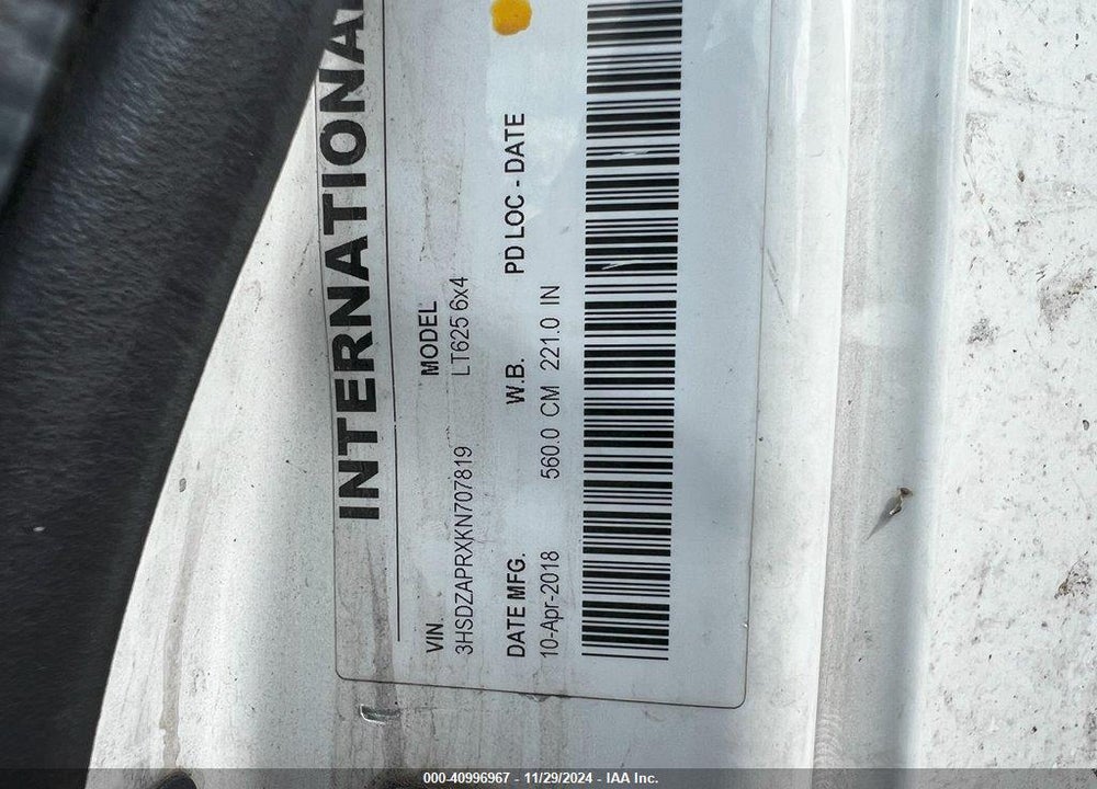 2019 INTERNATIONAL LT VIN: 3HSDZAPRXKN707819