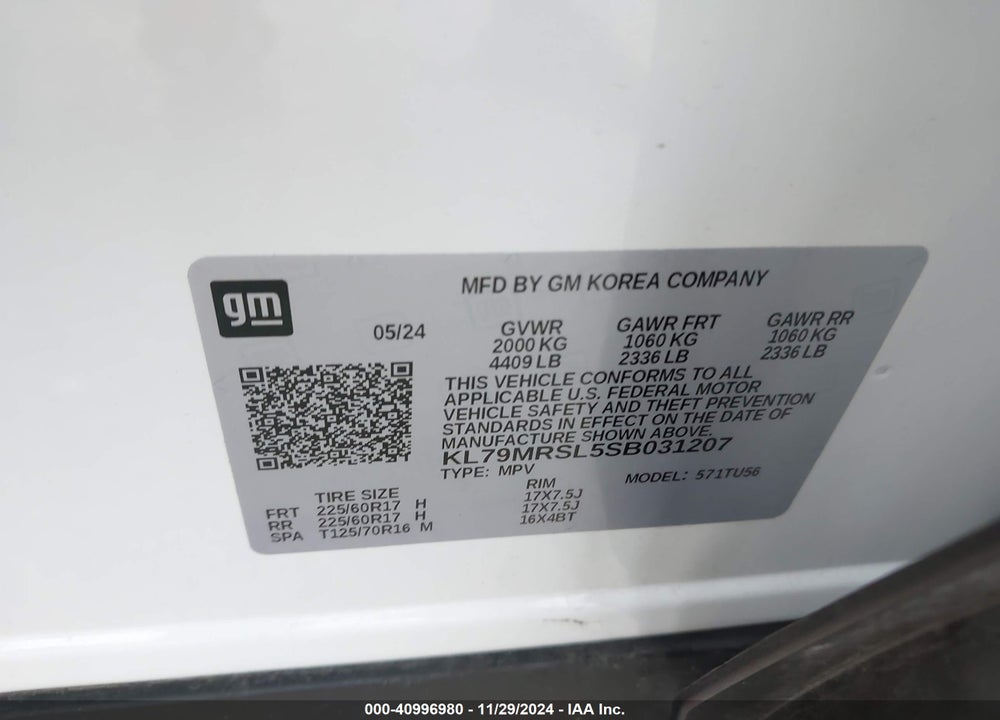 2025 CHEVROLET TRAILBLAZER AWD LT VIN: KL79MRSL5SB031207