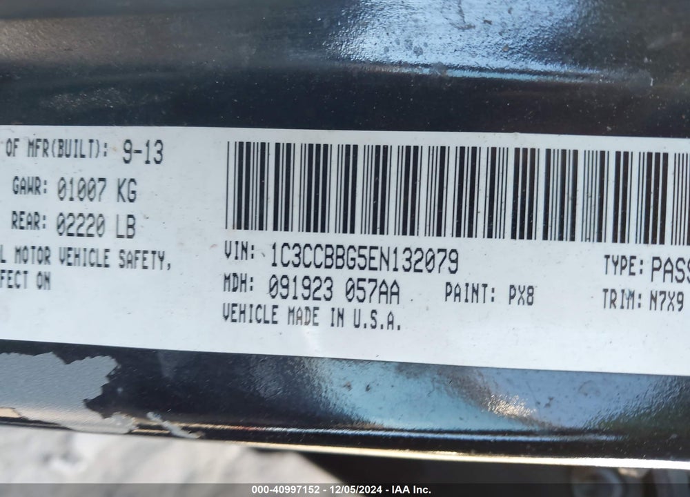 2014 CHRYSLER 200 TOURING VIN: 1C3CCBBG5EN132079