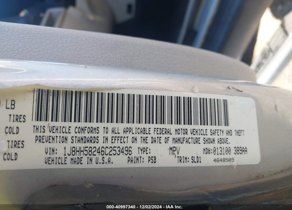 2006 JEEP COMMANDER LIMITED VIN: 1J8HH58246C253496