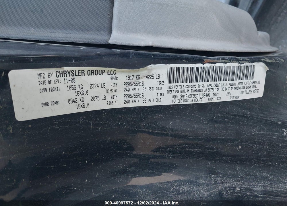 2010 CHRYSLER PT CRUISER CLASSIC VIN: 3A4GY5F96AT132401