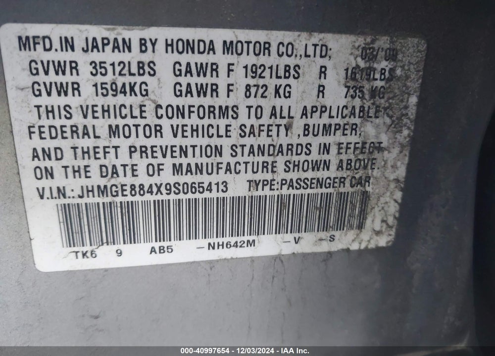 2009 HONDA FIT SPORT VIN: JHMGE884X9S065413