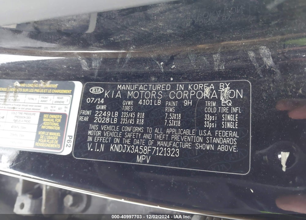 2015 KIA SOUL VIN: KNDJX3A58F7121323