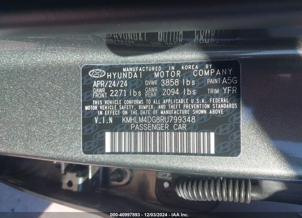 2024 HYUNDAI ELANTRA VIN: KMHLM4DG8RU799348