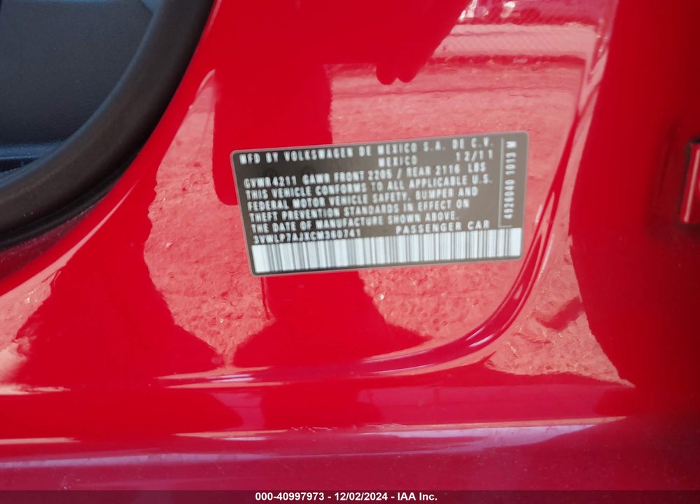 2012 VOLKSWAGEN JETTA 2.5L SEL VIN: 3VWLP7AJXCM360741