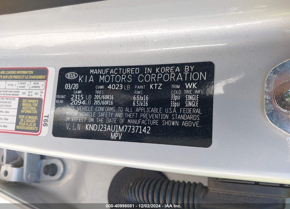 2021 KIA SOUL VIN: KNDJ23AU1M7737142