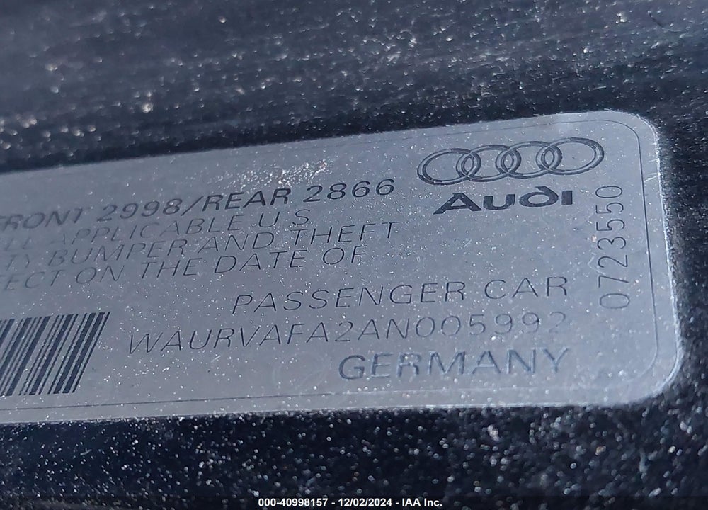 2010 AUDI A8 L 4.2 VIN: WAURVAFA2AN005992