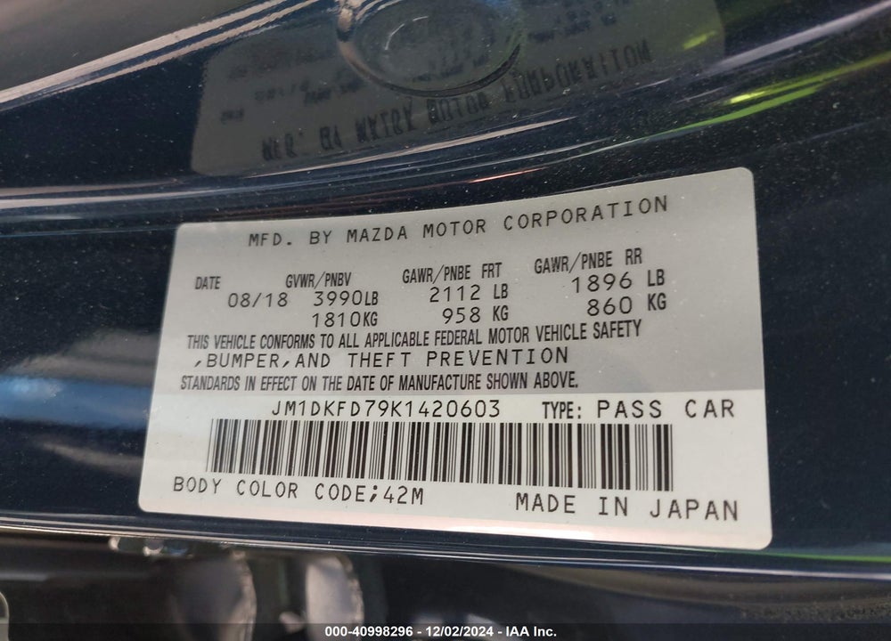 2019 MAZDA CX-3 GRAND TOURING VIN: JM1DKFD79K1420603