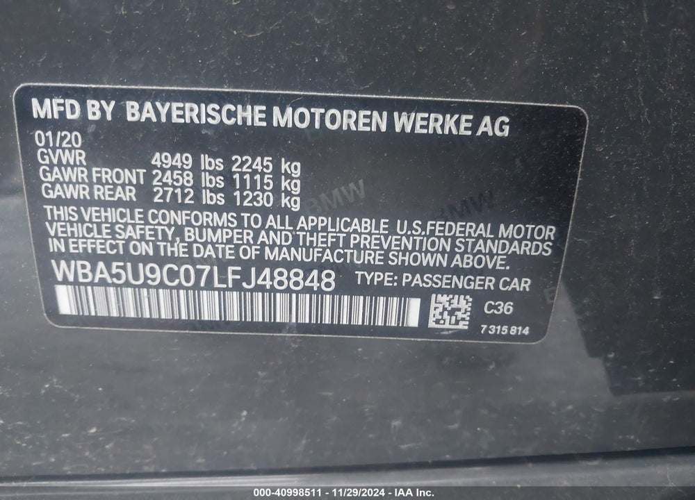 2020 BMW 3 SERIES M340I XDRIVE VIN: WBA5U9C07LFJ48848