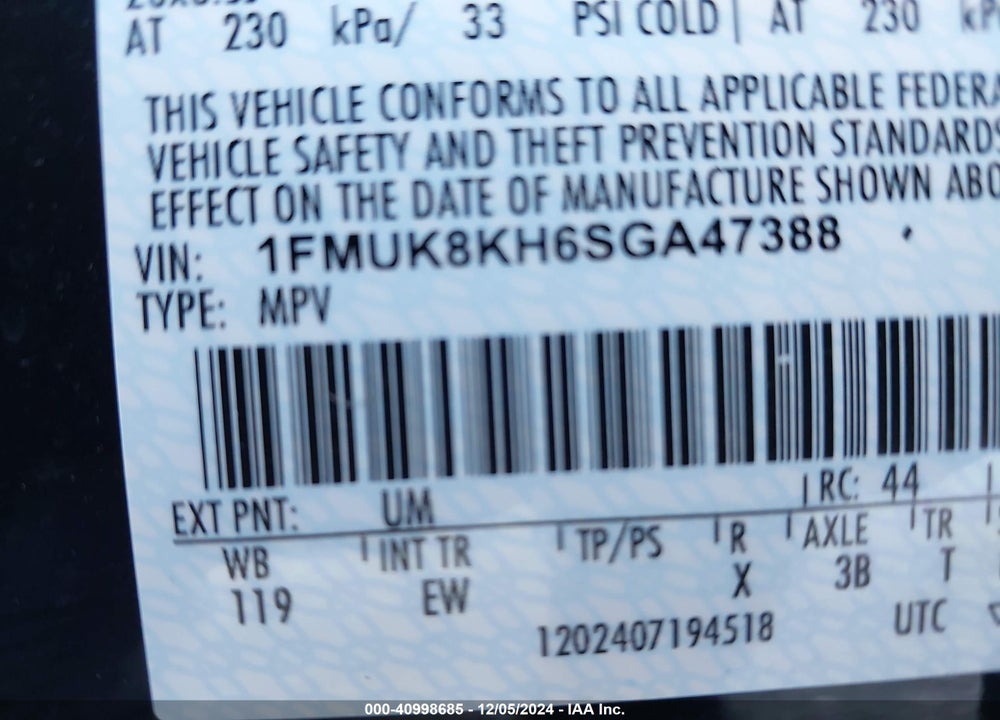 2025 FORD EXPLORER ST-LINE VIN: 1FMUK8KH6SGA47388