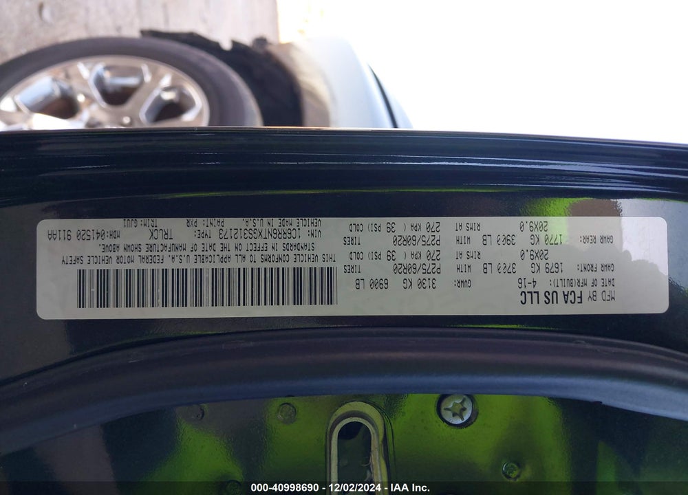 2016 RAM 1500 LAIE VIN: 1C6RR6NTXGS312173