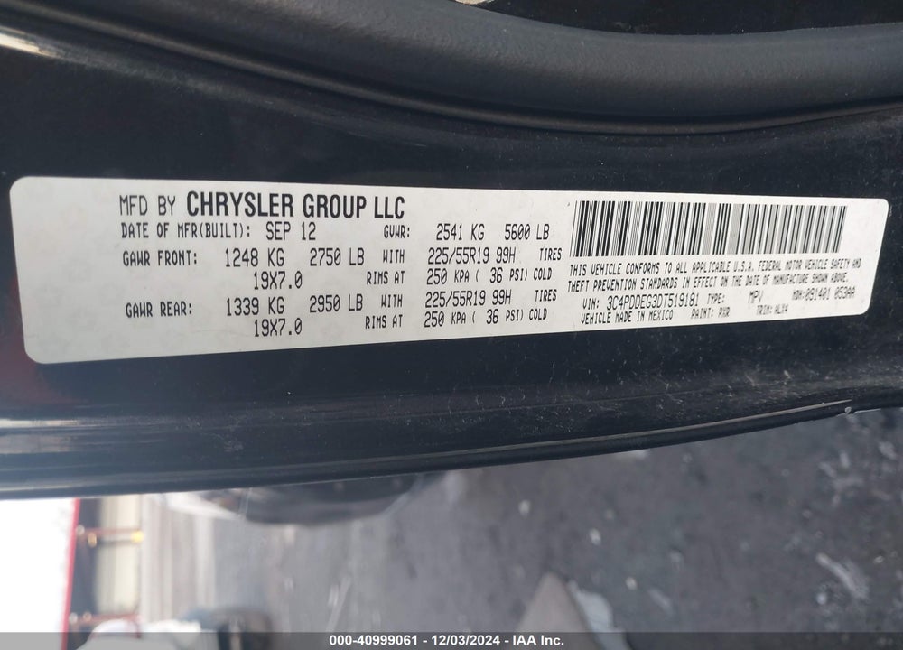2013 DODGE JOURNEY R/T VIN: 3C4PDDEG3DT519181