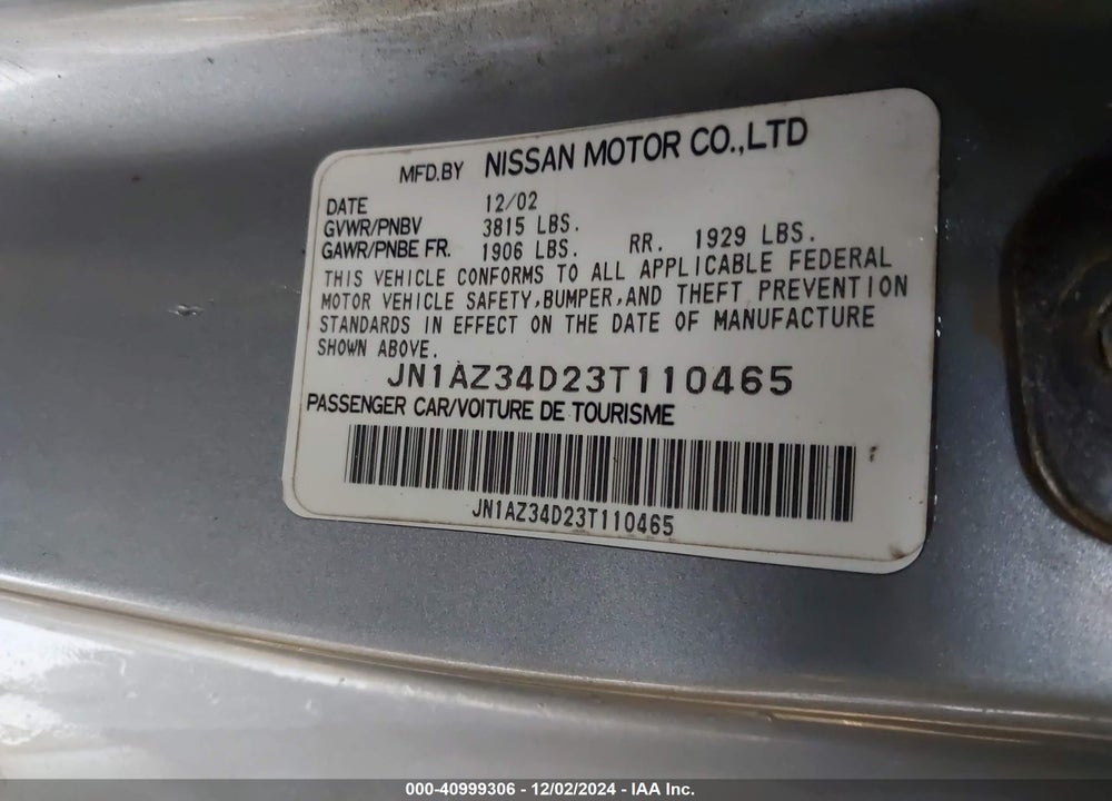 2003 NISSAN 350Z ENTHUSIAST VIN: JN1AZ34D23T110465