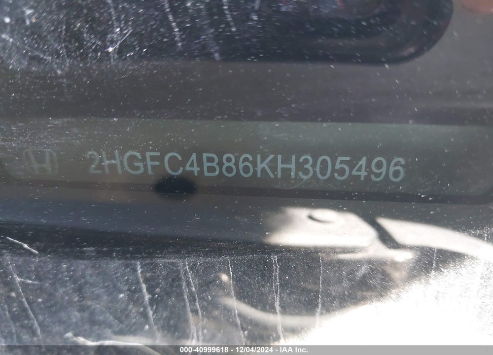 2019 HONDA CIVIC SPORT VIN: 2HGFC4B86KH305496