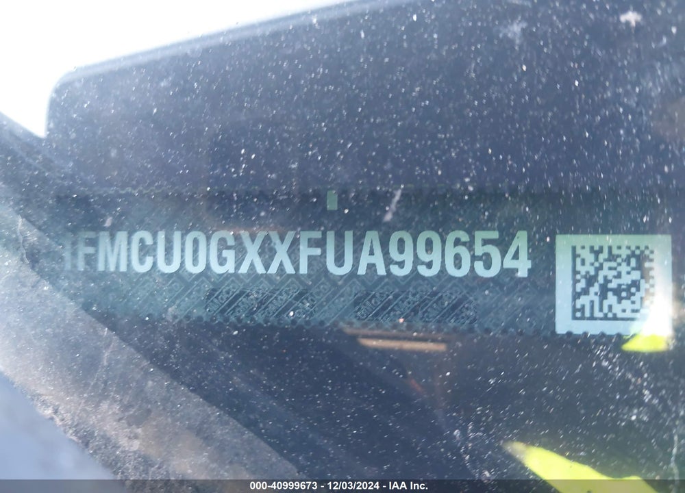 2015 FORD ESCAPE SE VIN: 1FMCU0GXXFUA99654