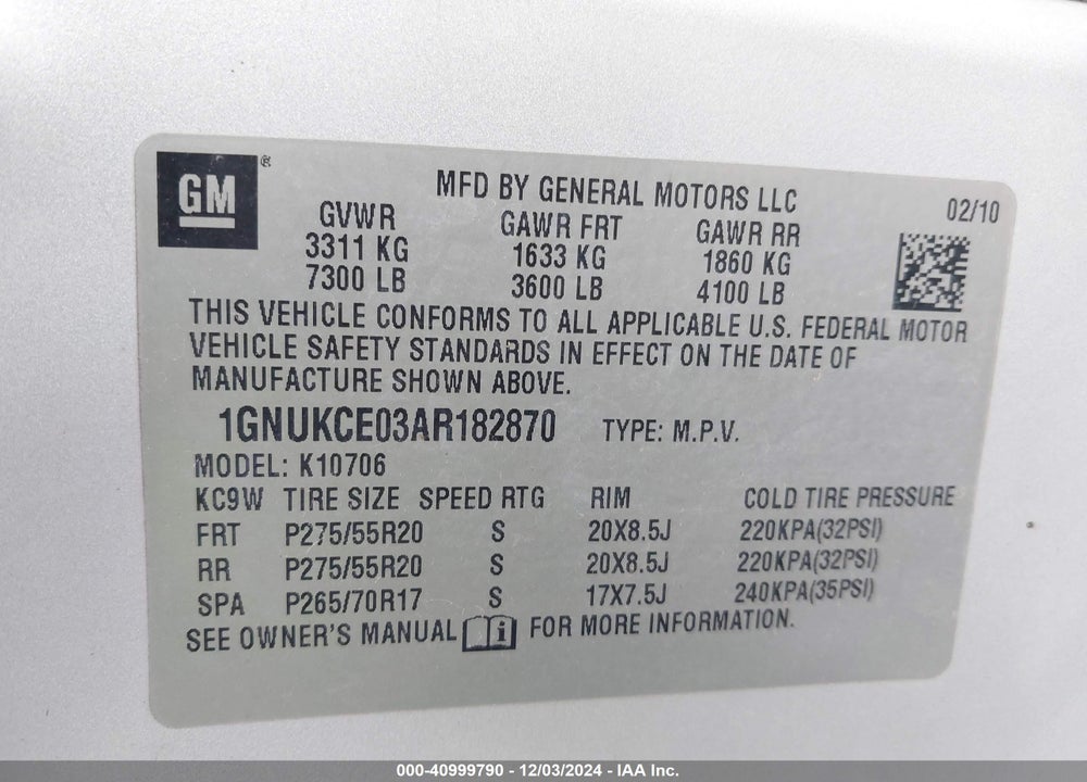 2010 CHEVROLET TAHOE LTZ VIN: 1GNUKCE03AR182870